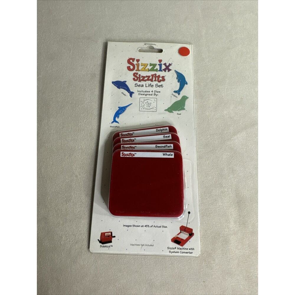 Sizzix Sizzlits, Dies Sea Life Set - NEW, 38-9699 Dolphin Seal Whale Sword Fish
